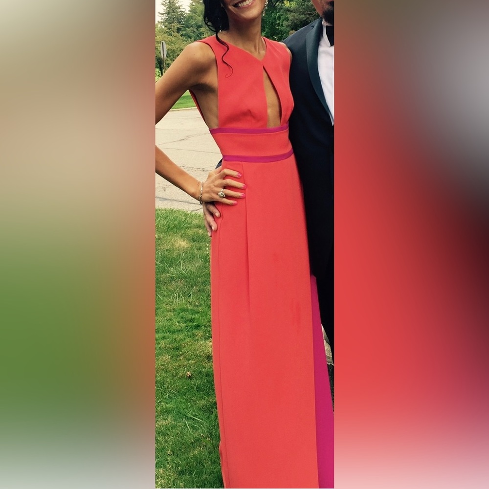 BCBG long dress in sweet orange and berry.  Worn once